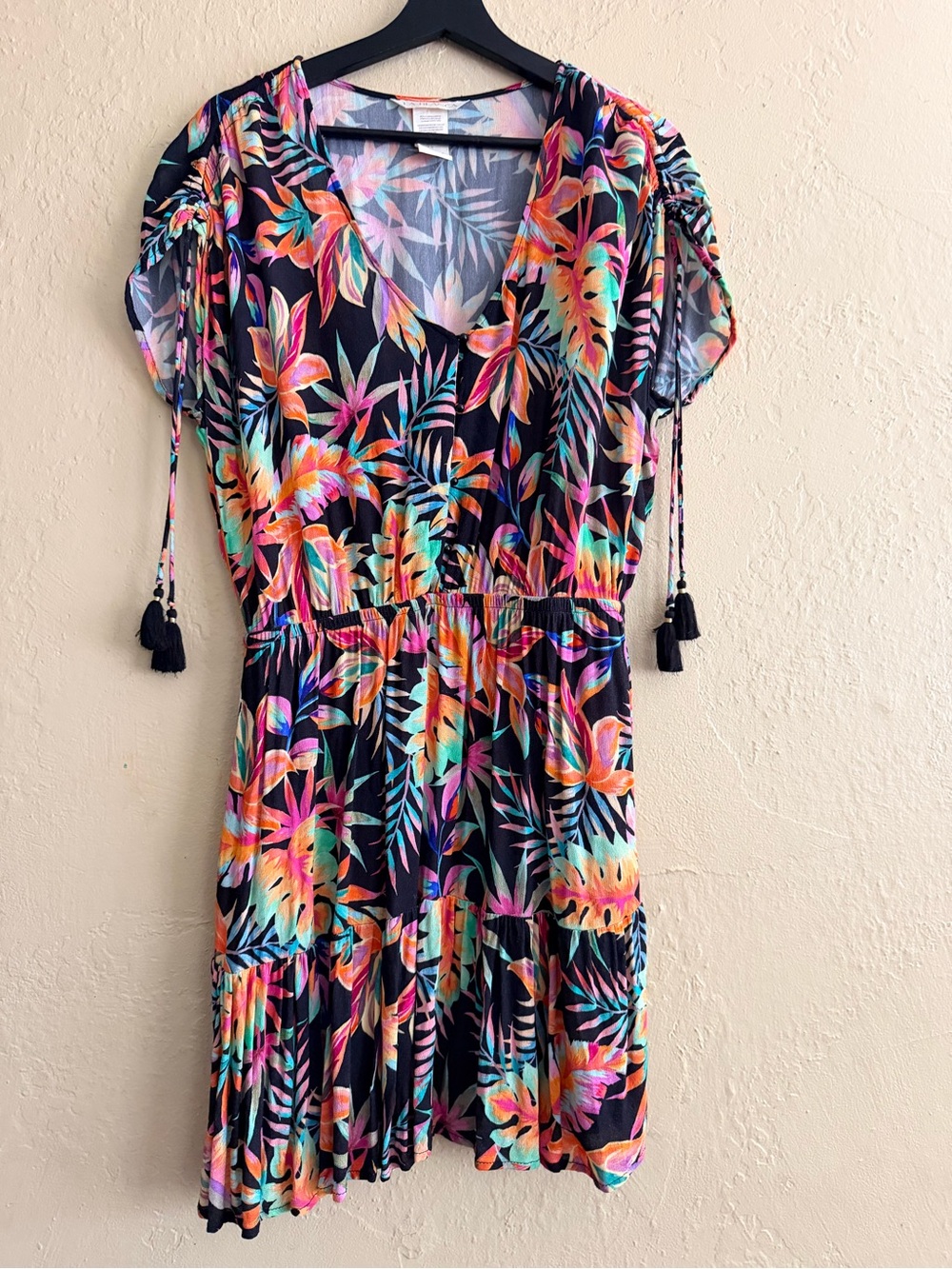 La Blanca Black Tropical Floral Swim Coverup